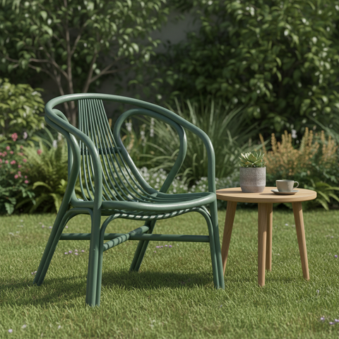 Les Bateaux - Sillón de ratán verde