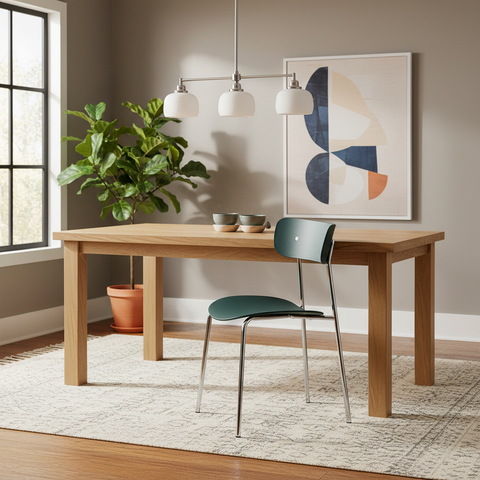 Sedia verde petrolio ambientata girata