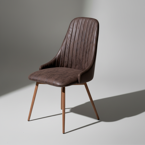 Sedia vintage ecopelle marrone - ruotata 30° sinistra