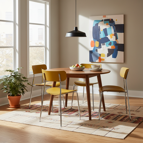 Sedie gialle in ambiente dining