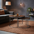 Set 2 tavolini rotondi legno scuro living