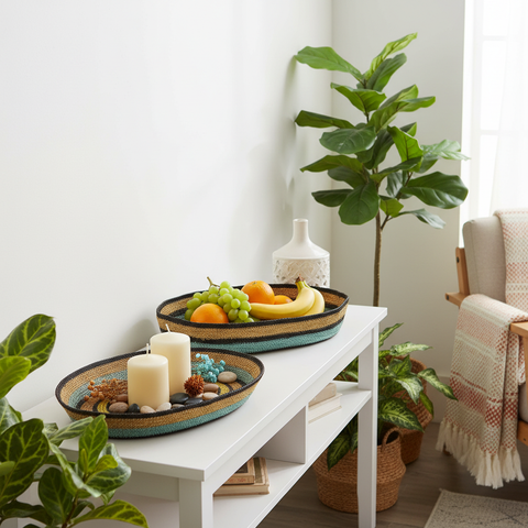 Set 2 vassoi sea grass multicolore lifestyle