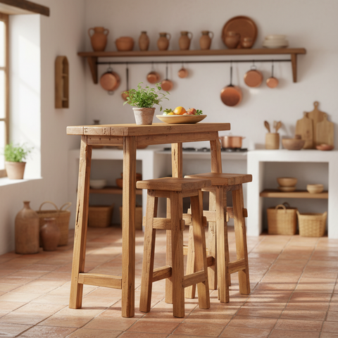 Tavolo bar con due sgabelli set 1/3