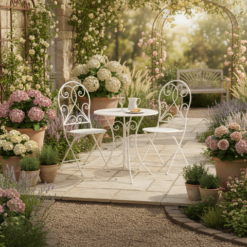 Set bistrot bianco in giardino