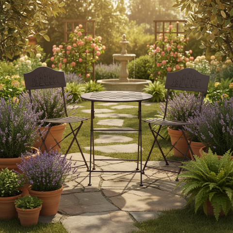 Set bistrot scacchi marrone ambientato