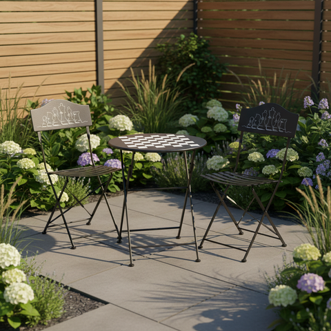 Set bistrot scacchi nero ambientato