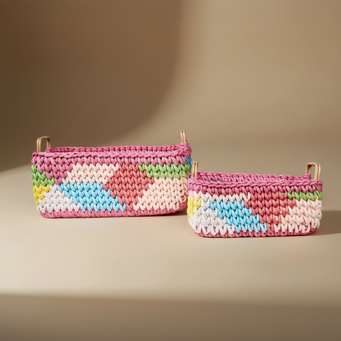 Set Cestini Crochet Pastel - Sfondo Neutro