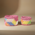 Set Cestini Crochet Rainbow - Sfondo Neutro
