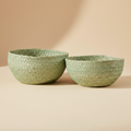 Set ciotole fibra verde salvia su sfondo beige