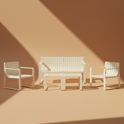 Set lounge esterno bianco luce solare