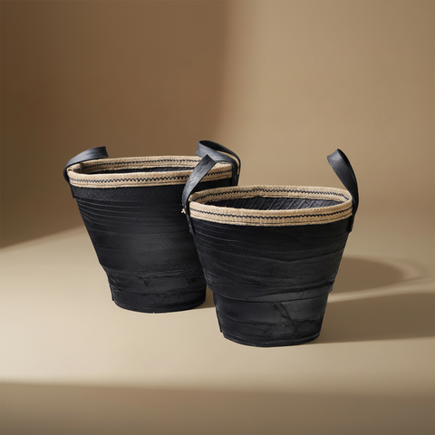 Set Secchi Gomma Nera Iuta - Sfondo Neutro