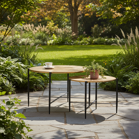Set tavolini garden in ambiente esterno