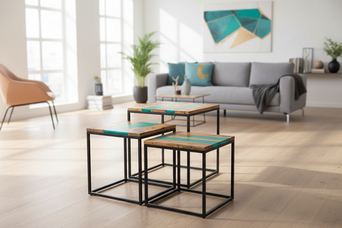 Resin - Set 3 Tavolini Smeraldo