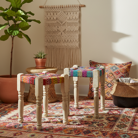 Sgabelli boho ambientati