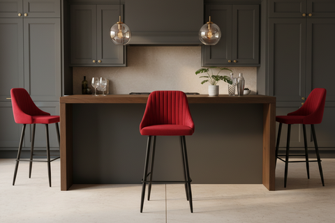 Velvet - sgabello velluto rosso cardinale