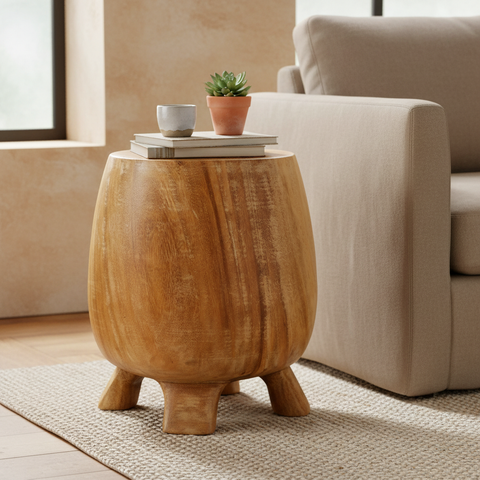 Sgabello barrel legno mango ambientato
