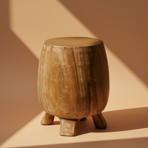 Sgabello barrel legno mango luce solare