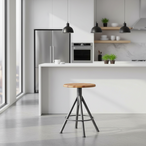 Stool - Sgabello Basso Seduta Legno Bicolore