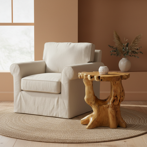 Sgabello radice teak living naturale