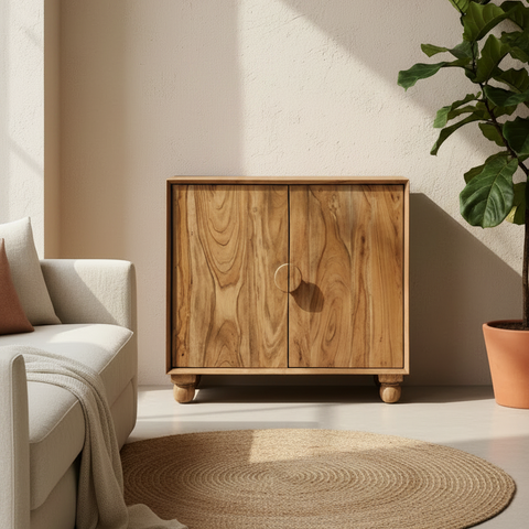 Rockler - Armario de madera de acacia de 2 puertas