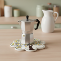 Sottopentola fiore albero limoni - lifestyle con moka