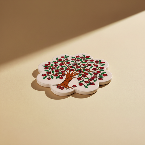 Sottopentola fiore albero melograni - sfondo beige