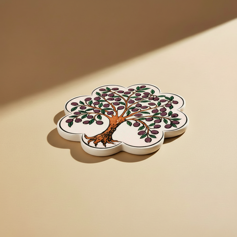 Sottopentola fiore albero olive - sfondo beige