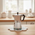 Sottopentola fiore turchese albero della vita - lifestyle con moka