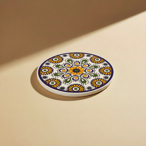 Sottopentola folk girasole - sfondo beige