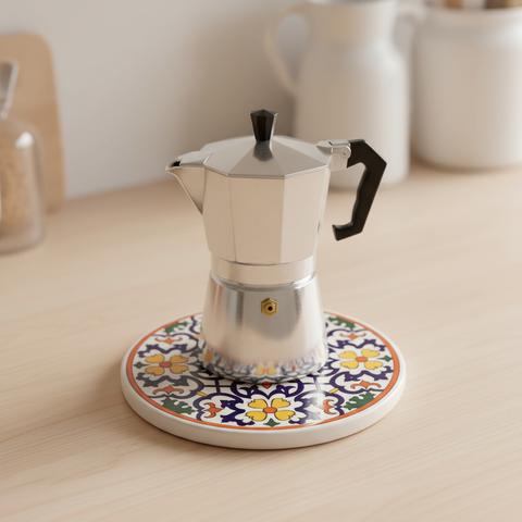 Sottopentola Iznik - lifestyle con moka luce diffusa