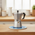 Sottopentola turchese mandala - lifestyle cucina con moka