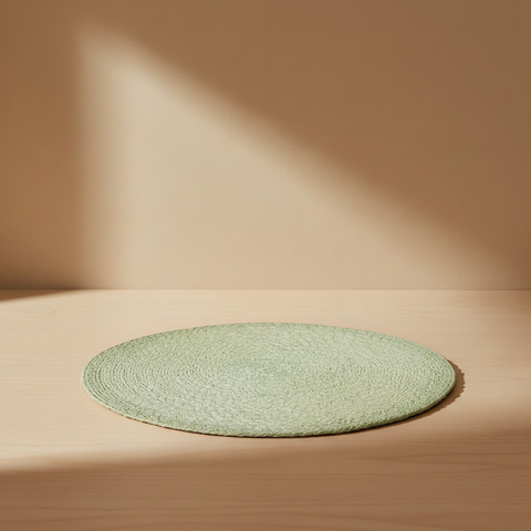 Sottopentola verde su piano beige