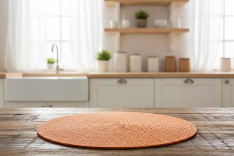 Sottopiatto arancione in cucina