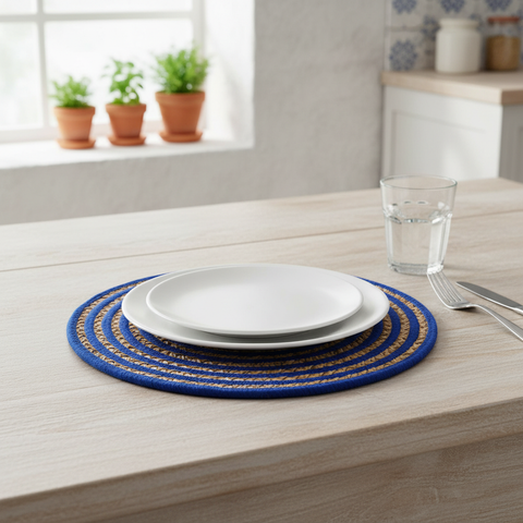 Sottopiatto blu in cucina