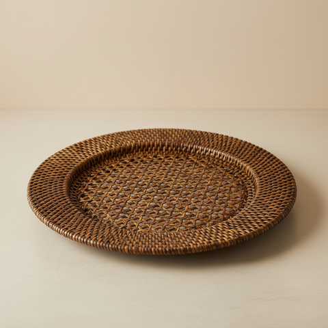 Sottopiatto Rotondo Rattan Traforato - Sfondo Neutro