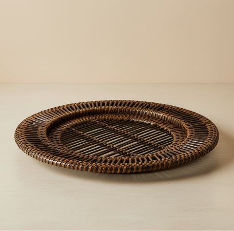 Sottopiatto Rotondo Rattan Traforato - Sfondo Neutro