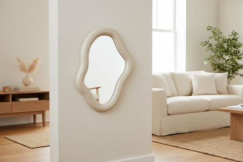 SANABRIA - SPECCHIO BEIGE ONDULATO