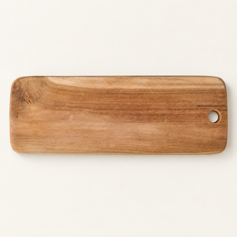 SUAR - TAGLIERE RETTANGOLARE TEAK - su fondo avorio con ombre morbide