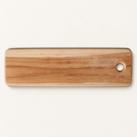 SUAR - TAGLIERE RETTANGOLARE TEAK - su fondo avorio con ombre morbide