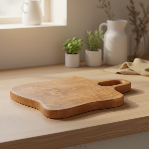 Tagliere teak organico ambientato