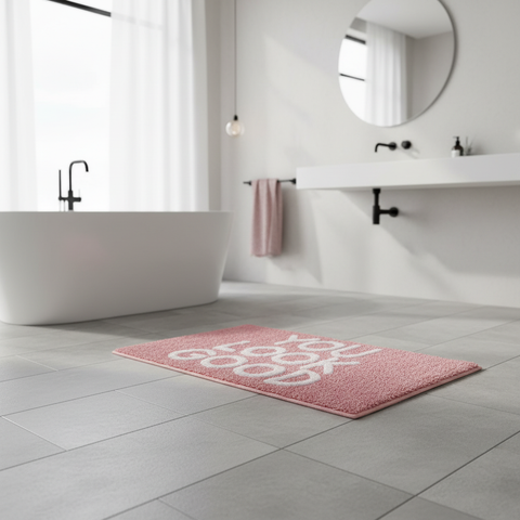 Tappetino rosa You Look Good 80x50 ambientato