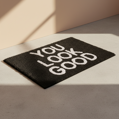 Tappetino You Look Good su sfondo neutro