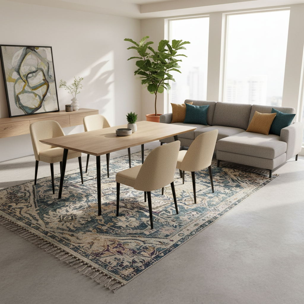 Tappeto 160x240 in ambiente spazioso