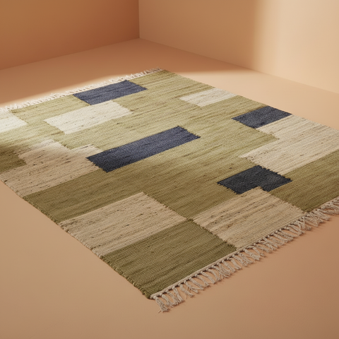 Tappeto geometrico 240x160 su sfondo beige pesca