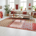 Tappeto patchwork rosso arancione rosa 200x140 ambientato