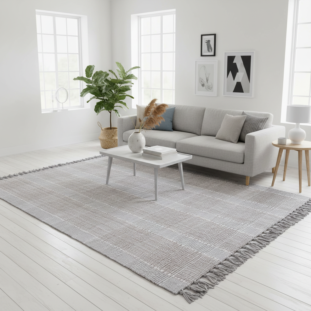 Tappeto righe grigie 200x140 ambientato