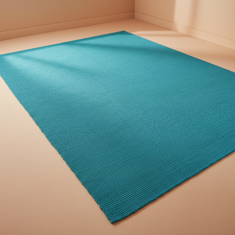 Tappeto turchese 240x160 su sfondo beige