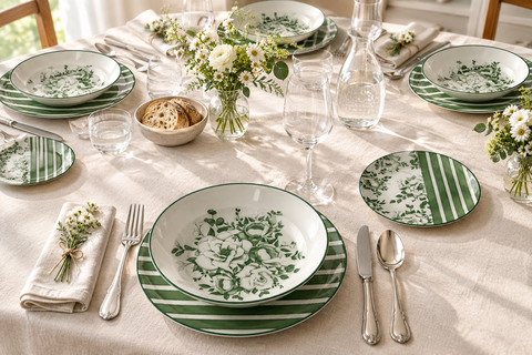 Tavola ambientata con i tre piatti BOUQUET
