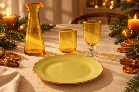 Tavola natalizia Fuori Menù giallo e arancio