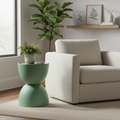Tavolino ceramica verde in ambiente moderno